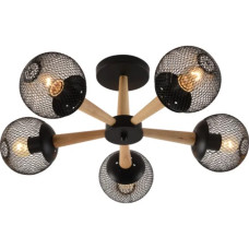 Люстра декоративная потолочная на 5 плафонов V XA1565B-5 BK+WOOD