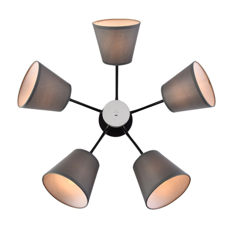 Люстра декоративна стельова на 5 плафонів VALESO V XA1459/5 BK+CR 60W