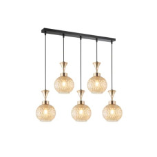 Люстра підвісна Interees на п'ять плафонів під лампу Е27 золотий/чорний IP20 V W8001-5 AMBER 60W