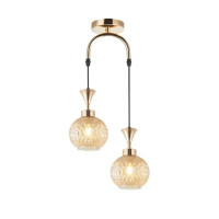 Люстра подвесная Interees с металлической крепью под две лампы Е27 золотой IP20 V W8001-2 AMBER 240W