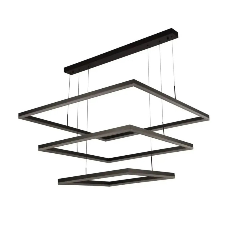 Підвісна LED люстра 160W Interees з квадратними плафонами 3000-6400К з пультом чорна V QQD3070 BK