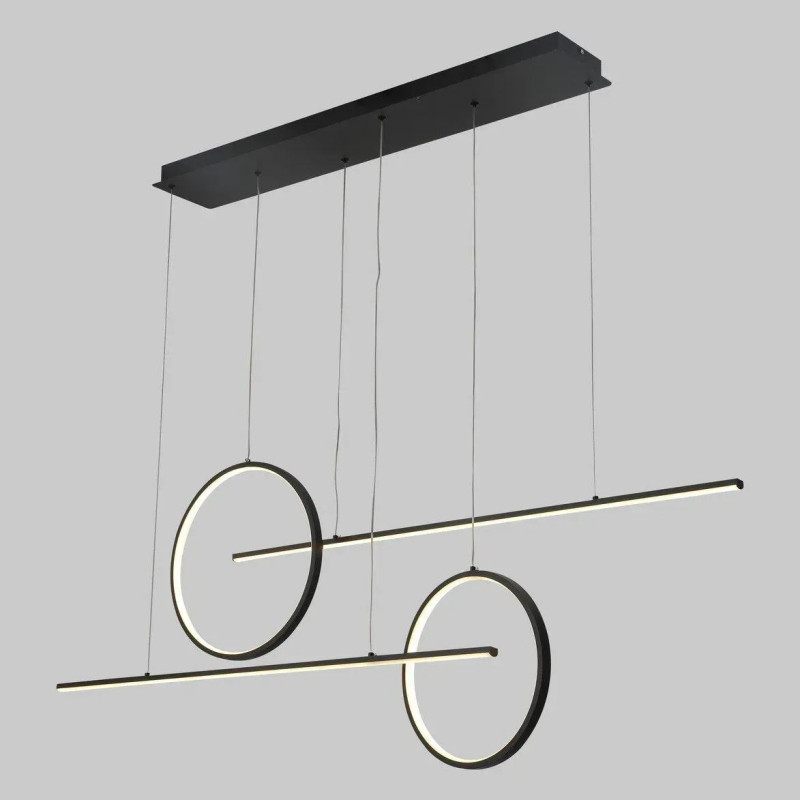 Підвісна LED люстра 80W Interees з лінійними і плафонами-кільцями 3000-6400К з пультом IP20 V LCD309