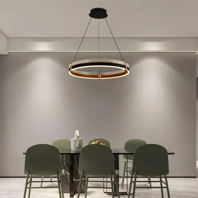 Підвісна LED люстра 84W Interees з керуванням зі смартфона 3000-6400К чорна V QQD3129 BK