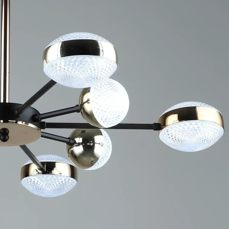 Стельова світлодіодна люстра Sirius 55W на вісім плафонів 3000-6500К золотиста IP20 B YH870/5+5