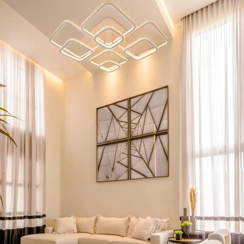 Потолочная светодиодная люстра Sirius 566W с подсветкой 3000-6500К белая IP20 DK5868B/8 WH (RGB)