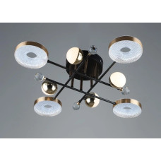 Стельова світлодіодна люстра Sirius 56W на вісім плафонів 3000-6500К чорно-золота IP20 YH0866/4+4