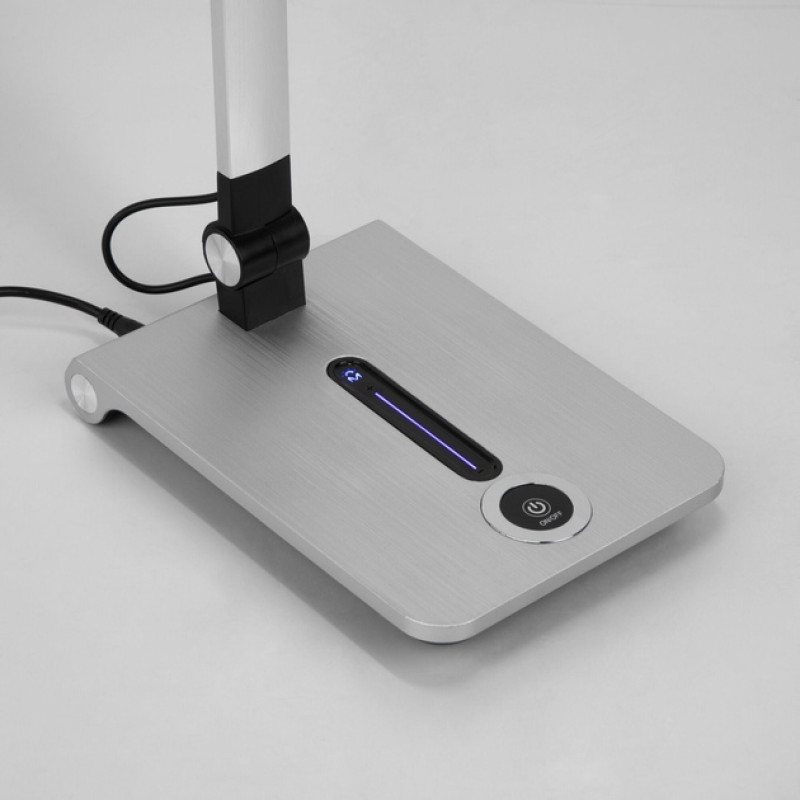 Лампа настольная светодиодная Sirius 9W с подсветкой боковой панели 2800К-5700К серебряная IP20 BL-112