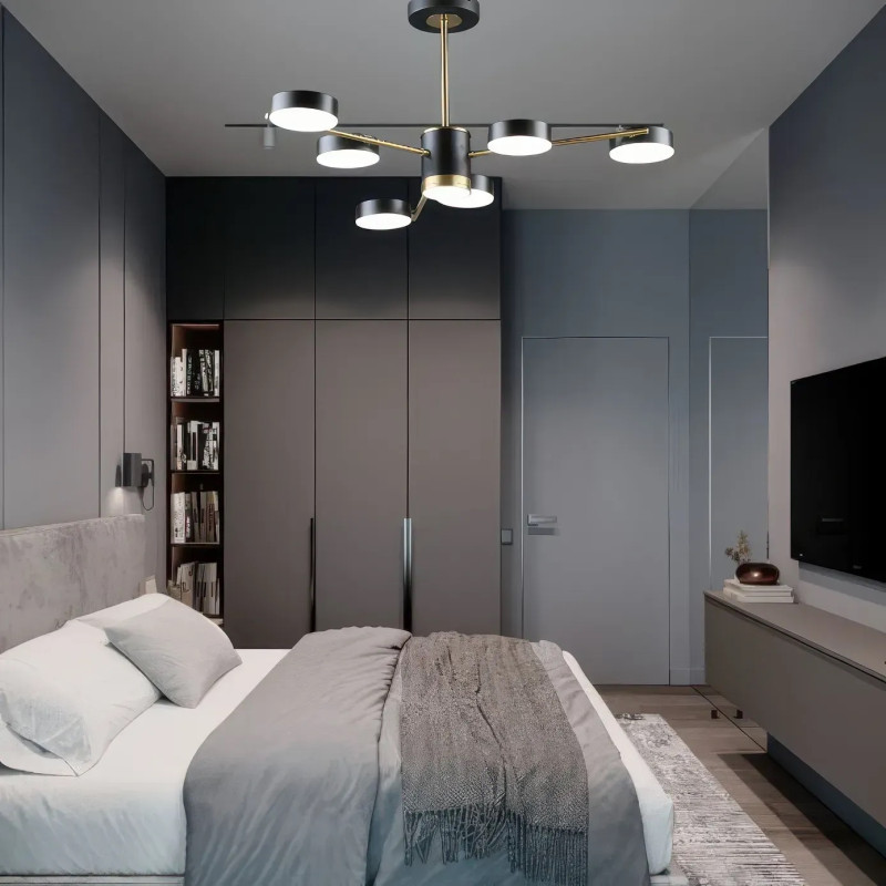 Потолочная светодиодная люстра Sirius 48W на шесть плафонов 3000-6500К черная/медь IP20 B N6369/6 COP+B