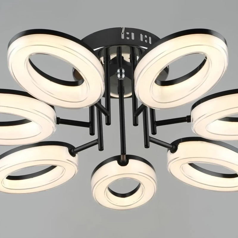 Стельова світлодіодна люстра Sirius 49W з овальними плафонами 3000-6500К чорний/хром IP20 B YH1100/7