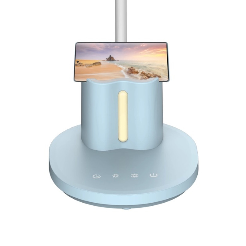 Лампа настільна LED Sirius 9W з підставкою для канцелярії та телефону 2800К-5700К блакитна IP20 BL-1