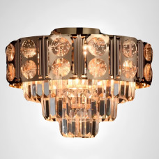 Люстра стельова кришталева VALESO багатоярусна на шість ламп Е14 золотиста IP20 V 9029/6 FG