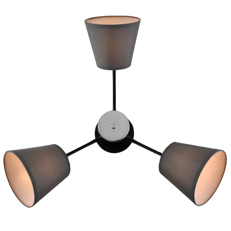 Потолочная люстра с металлическим каркасом VALESO на три плафона под лампу Е27 черная IP20 V XA1459/3 BK+CR