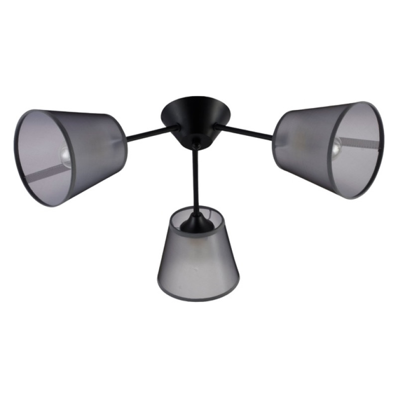 Люстра стельова з металевим каркасом VALESO на три плафони під лампу Е27 чорна IP20 V XA1460/3 BK