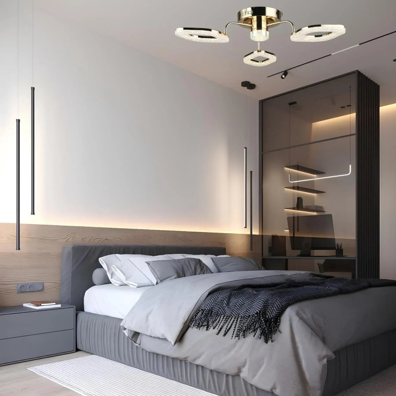 Стельова світлодіодна люстра Sirius 35W акрилова 3000-6500К золота IP20 B YH1190/3+1 FGD