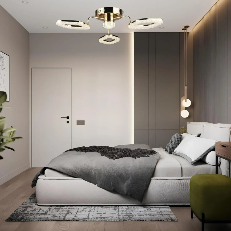 Стельова світлодіодна люстра Sirius 35W акрилова 3000-6500К золота IP20 B YH1190/3+1 FGD