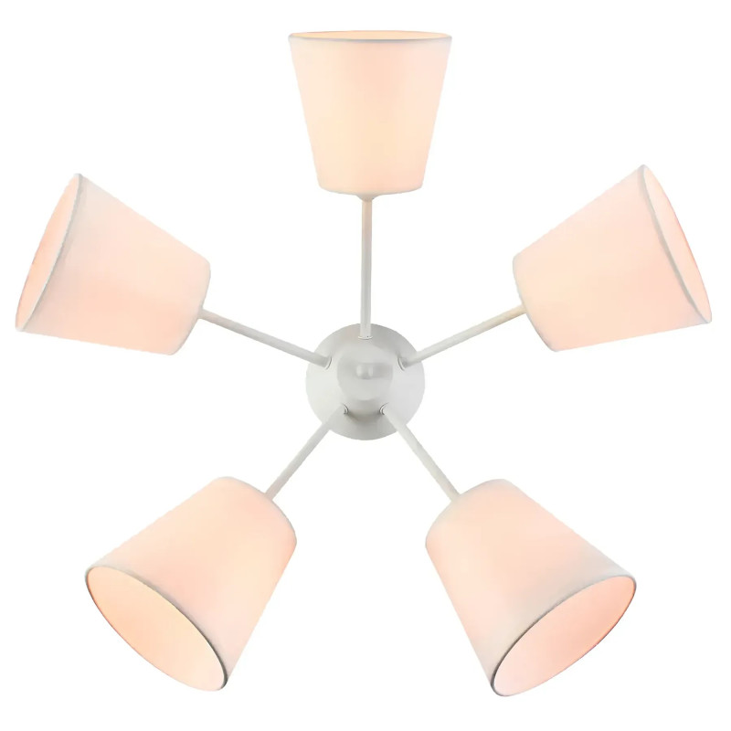 Потолочная люстра VALESO на пять текстильных плафонов под лампу Е27 белая IP20 V XA1460B/5 WH