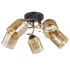 Потолочная люстра в стиле модерн Interees на пять плафонов под лампу Е27 черная/золотая IP20 V 6202-5 B