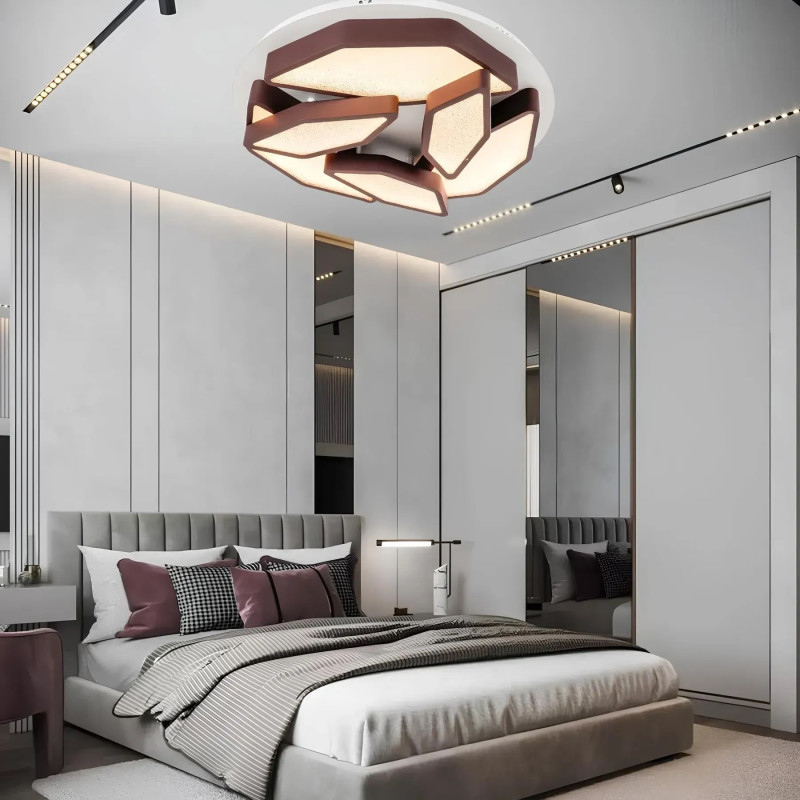 Потолочная светодиодная люстра Sirius 158W с фигурными плафонами 3000-6500К коричневая IP20 2903-6C