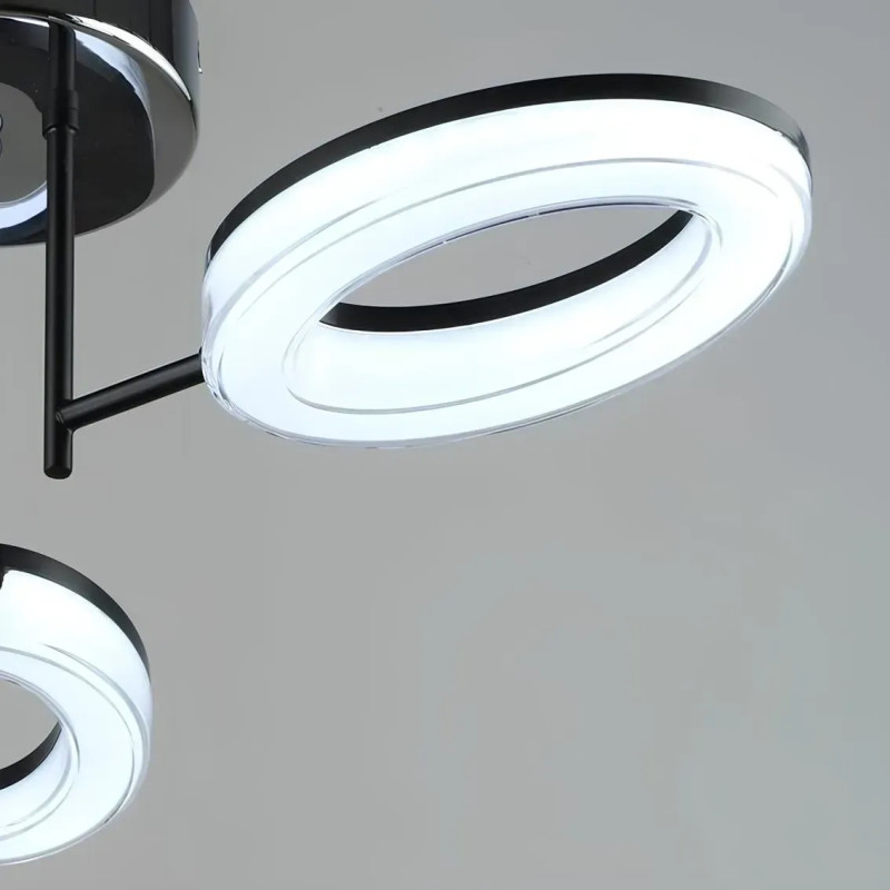 Потолочная светодиодная люстра Sirius 21W три овальных плафона 3000-6500К черный/хром IP20 B YH1100/3