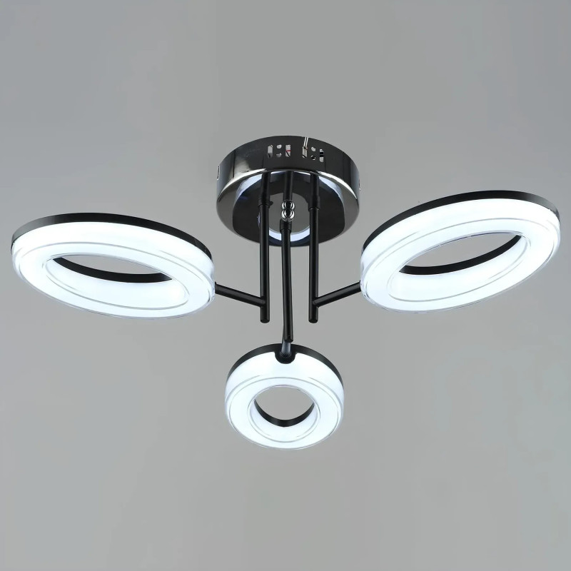 Потолочная светодиодная люстра Sirius 21W три овальных плафона 3000-6500К черный/хром IP20 B YH1100/3
