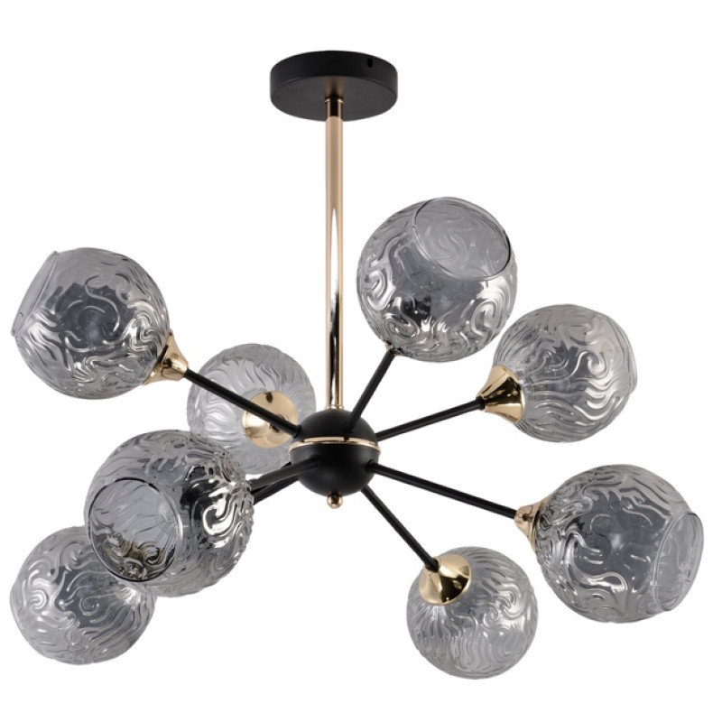 Люстра стельова VALESO із затемненими плафонами під вісім ламп Е27 чорна IP20 V XA1486B/8 BK+FGD