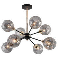 Потолочная люстра VALESO с затемненными плафонами под восемь ламп Е27 черная IP20 V XA1486B/8 BK+FGD