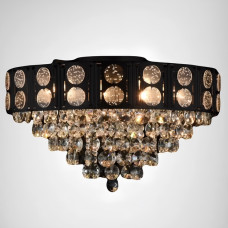 Люстра стельова VALESO з кришталевим плафоном під дев'ять ламп Е14 чорна IP20 V 9028/9 BK