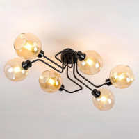 Потолочная люстра VALESO с шестью стеклянными плафонами-шарами под лампы Е27 черная V GLX-21700/6D BK