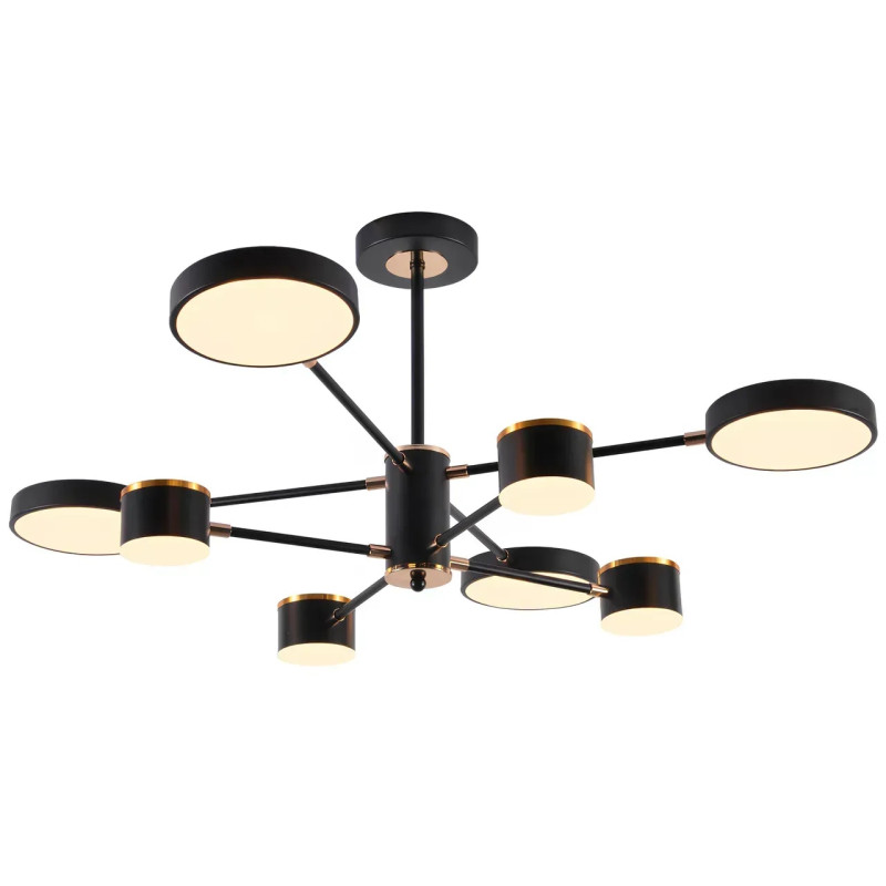 Потолочная светодиодная люстра Sirius 132W на восемь плафонов 3000-6500К черная IP20 B X13288/8 BK+FGD