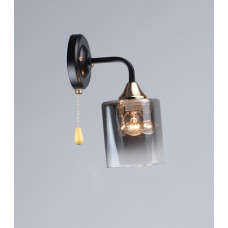 Бра настінне Valeso із затемненим плафоном під лампу Е27 чорне/золото IP20 N6638/1W