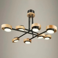 Стельова світлодіодна люстра Sirius 112W з дерев'яними плафонами 3000/6500К чорна IP20 B N4539/8