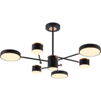 Потолочная светодиодная люстра Sirius 114W на восемь плафонов 3000-6500К черная IP20 B X13287/6 BK+FGD