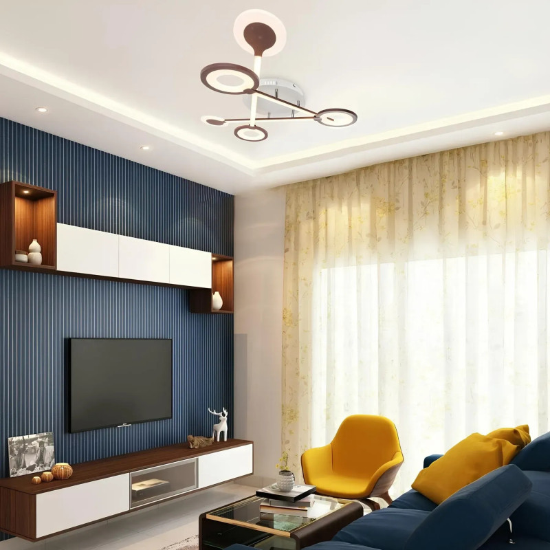 Потолочная светодиодная люстра Sirius 114W с круглыми плафонами 3000-6500К бело-коричневая IP20 1946