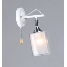 Бра настенное Valeso с металлическим каркасом под лампу Е27 белое/хром IP20 B N6652/1W WT+CR