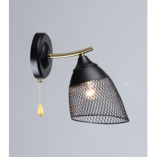 Бра настенное Valeso с веревочным выключателем на корпусе под лампу Е27 черное/медь IP20 B K2264/1W BK+CO
