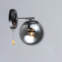 Бра настінне Valeso з одним затемненим плафоном під лампу Е27 чорне/хром IP20 K2307/1W 60W