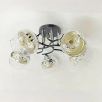 Потолочная Люстра на 5 плафонов Valeso 6978A/5 (Черный+Хром)