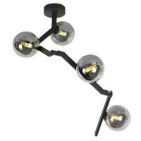 Потолочная люстра регулируемая VALESO на четыре стеклянных плафона под лампу Е14 черная IP20 BX84020-4 BK