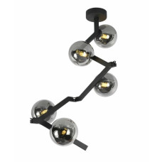 Стельова люстра регульована VALESO на п'ять скляних плафонів під лампу Е14 чорна IP20 BX84020-5 BK