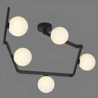 Стельова люстра регульована VALESO на п'ять скляних плафонів під лампу Е14 чорна IP20 BX84020-5A BK