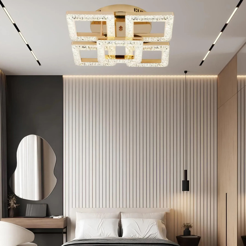 Потолочная светодиодная люстра 100W Sirius с пультом д/у 3000-6500К золотая IP20 G 2726/4+1SM GD 50W*2