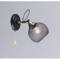 Бра настенное Valeso в стиле лофт под одну лампу Е27 черное/медь IP20 B K2273/1W BK+FGD