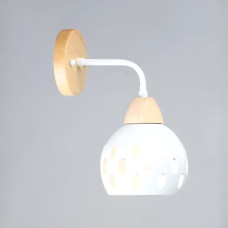 Бра настенное Valeso с деревянным каркасом под лампу Е27 белое IP20 B N6655/1W WT+WOOD