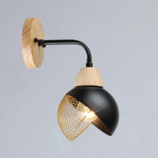Бра настенное Valeso с деревянными элементами под одну лампу Е27 черное IP20 B N6656/1W BK+WOOD
