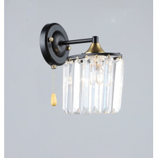 Бра настенное Valeso с хрустальным плафоном под лампу Е27 черное/медь IP20 N6636/1W
