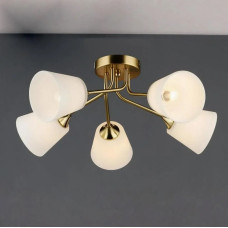 Стельова люстра Valeso на п'ять скляних плафонів під лампу Е27 нікель IP20 N6628/5