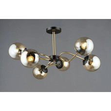 Стельова люстра Valeso на шість сферичних плафонів під лампу Е27 чорна/мідь IP20 A4419/6