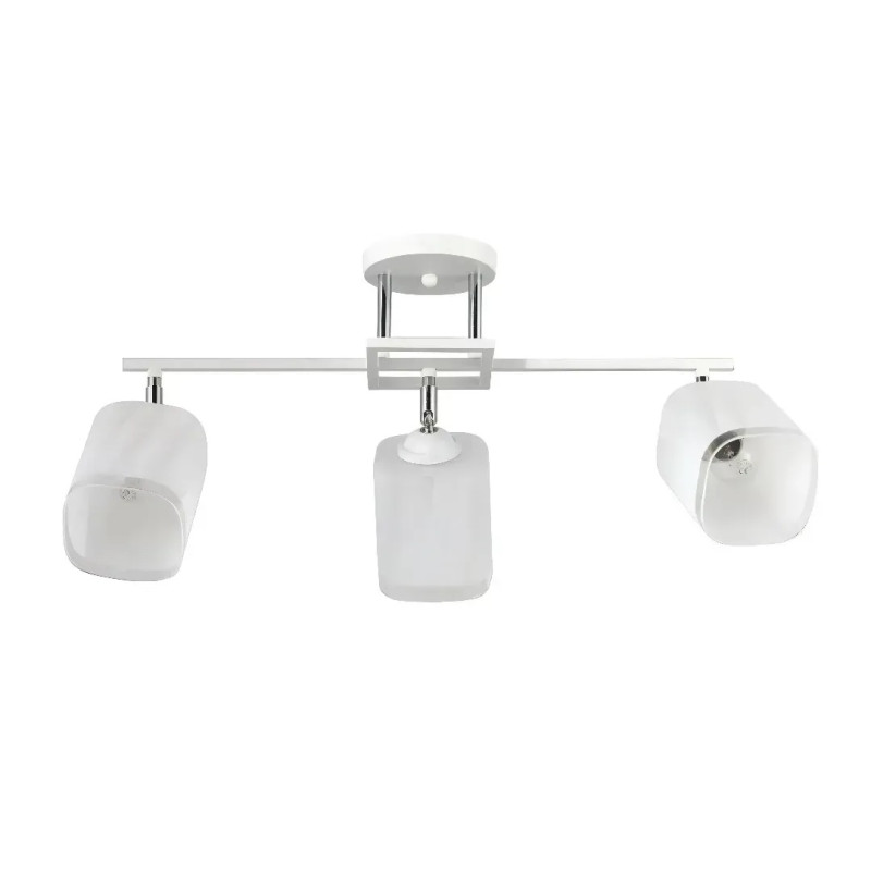 Стельова люстра Valeso на три квадратні плафони під лампу Е27 біла/хром IP20 G 07472/3 Matte White+C