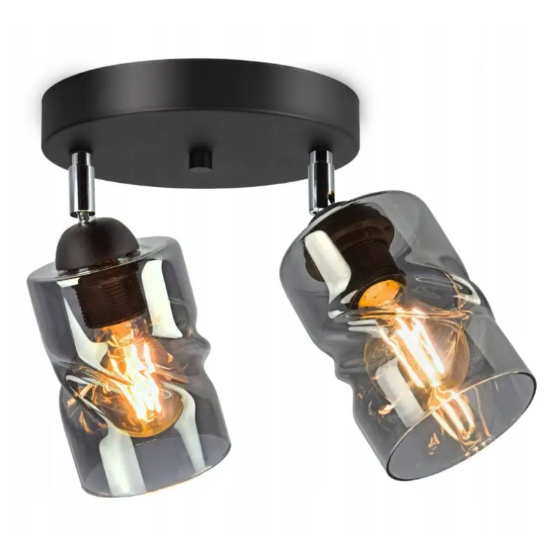 Потолочная люстра с поворотным механизмом Sirius на два плафона под лампу Е27 черная IP20 S4944-2 BK+SM