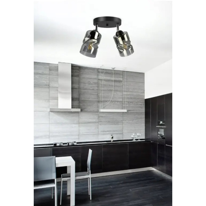 Потолочная люстра с поворотным механизмом Sirius на два плафона под лампу Е27 черная IP20 S4944-2 BK+SM
